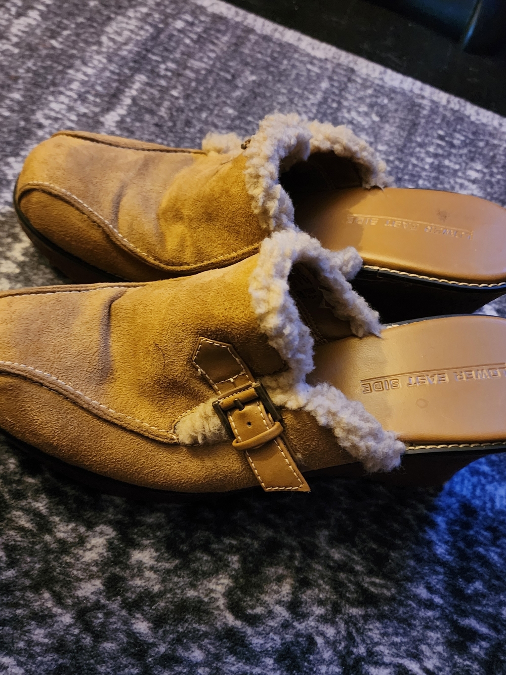 Cozy Tan Suede Shearling Mule Women Lower East Side